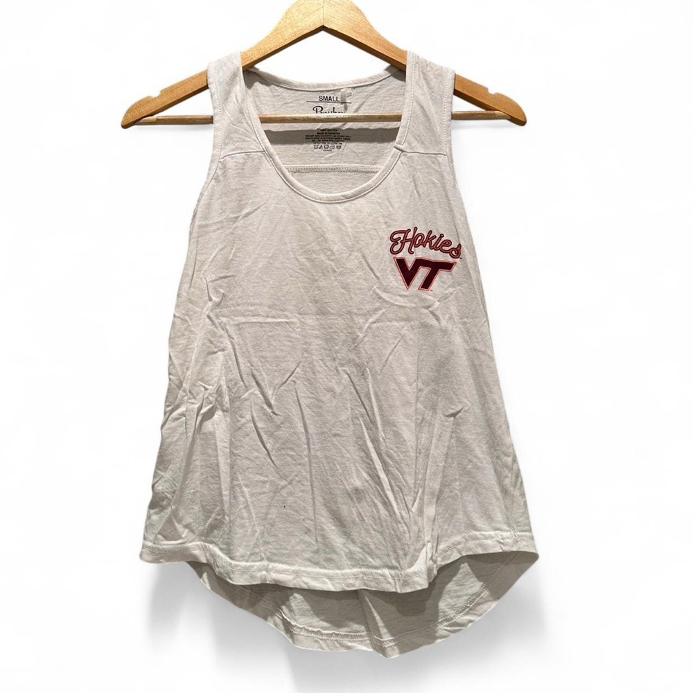 Virginia Tech Hokies Women's White Graphic‎ Tank Top 100% Cotton Size Small